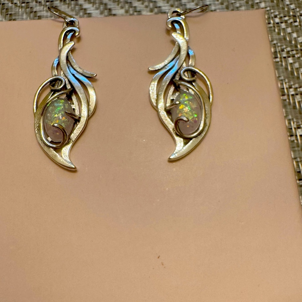 Elegant Silver and Opal Earrings